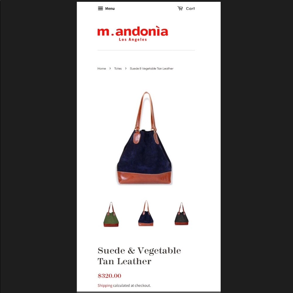 M. ANDONIA Los Angeles Navy suede leather tote
